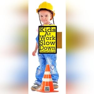 Construction Caroline Child safety sign